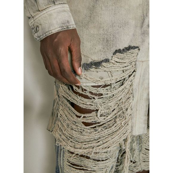 Rick Owens | Jackets & Coats | Rick Owens Long Distressed Denim Jacket ...